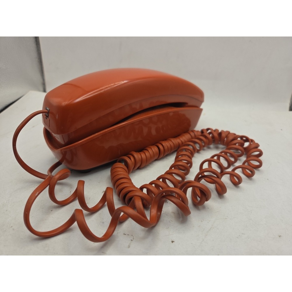 Western Electric Burnt Orange Trimline Push-Button Phone Vintage - Tested Works